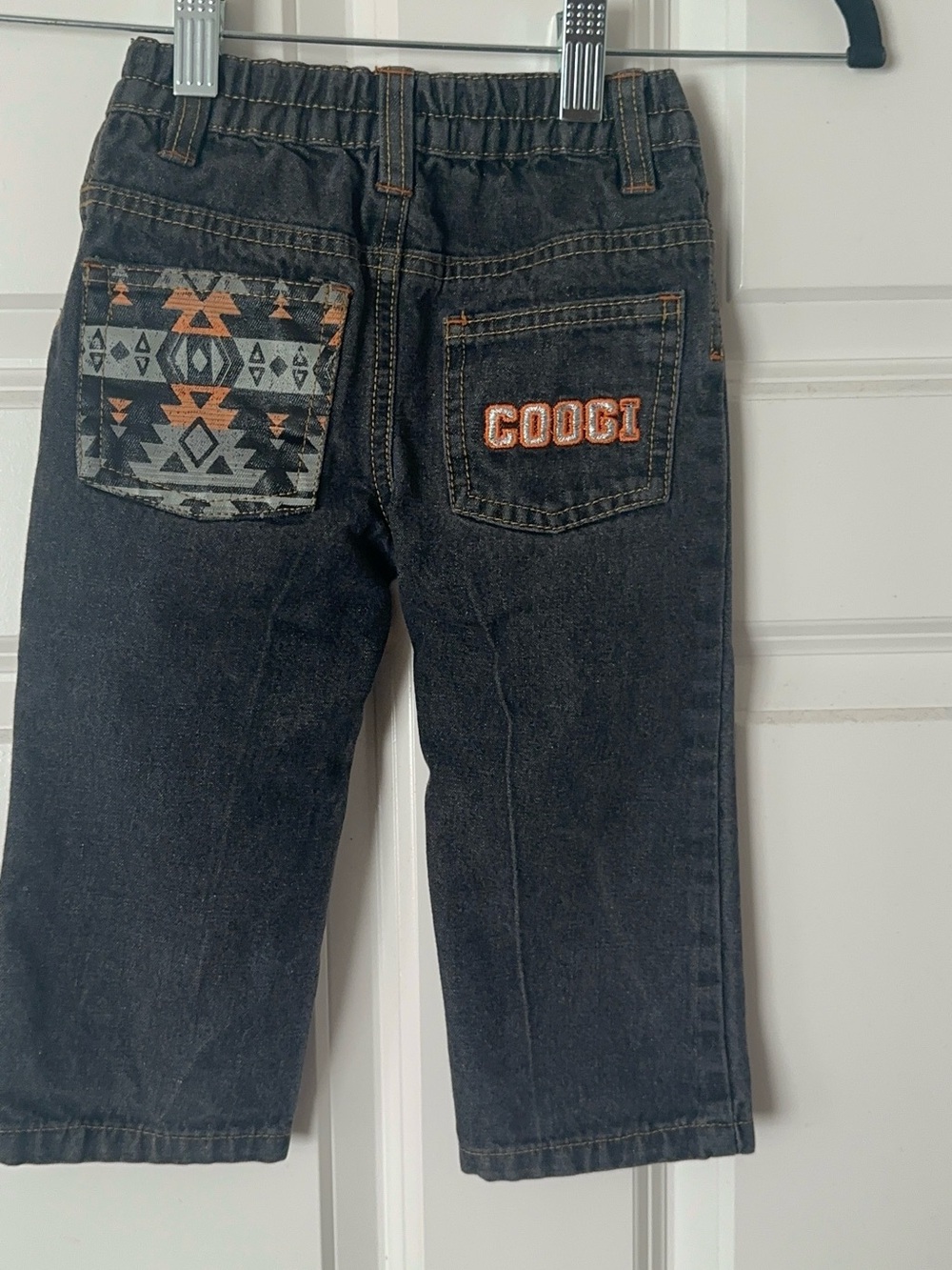 COOGI Black Denim Kids Jeans with Aztec Patch Pocket. Sz.24Months.